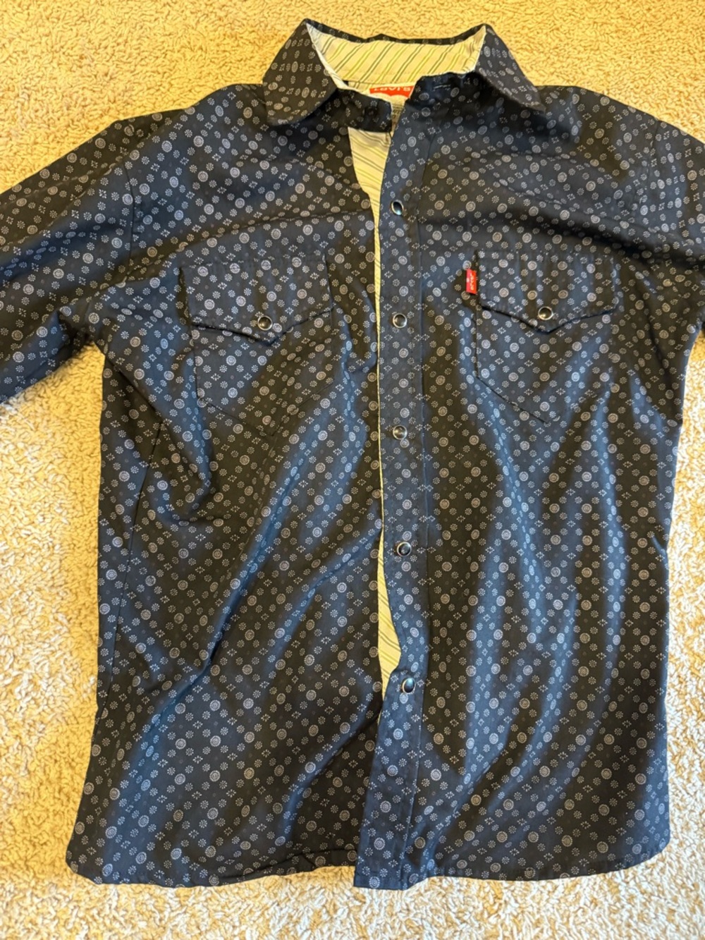 Levi's Black Patterned Shirt with Light Stripe Trim